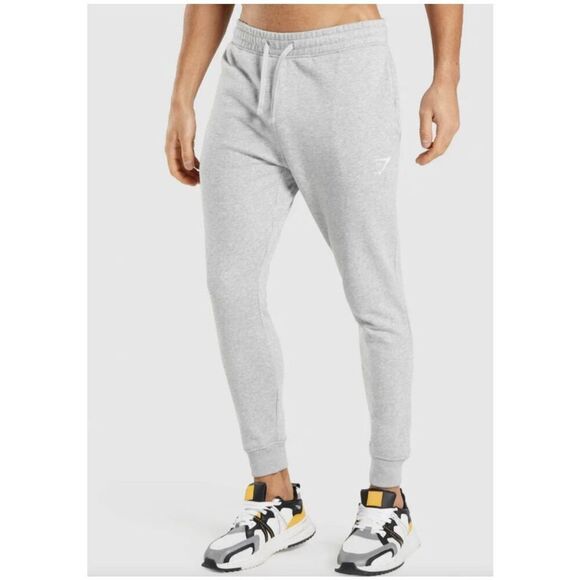 Gymshark Crest Slim Jogger Pants Mens Large Light Grey New Sweatpants - Picture 1 of 11
